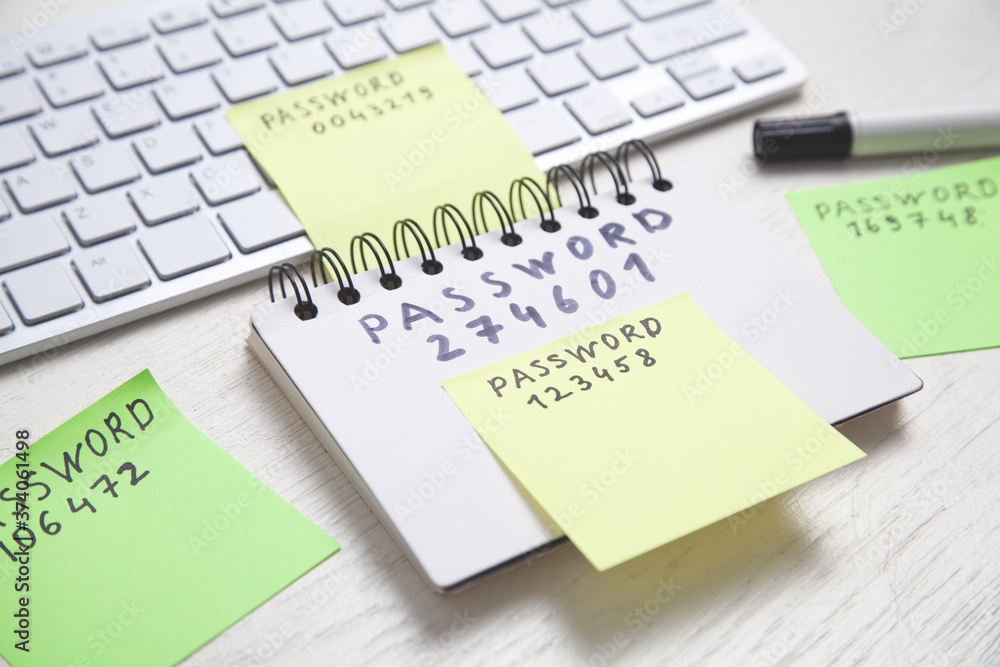 Password message written on sticky notes. Password message written on sticky notes.