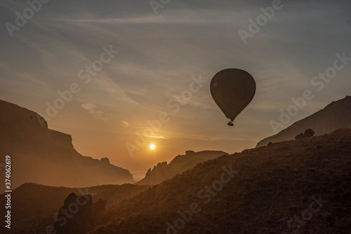 hot air balloon at sunrise