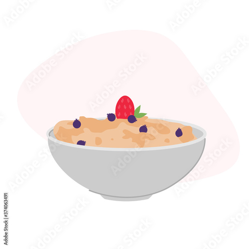 Bowl of breakfast on white background vector illustration cartoon flat design modern style 