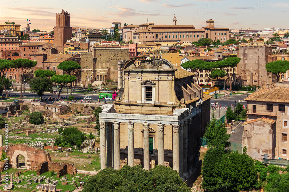 Temple of Antoninus and Faustina in the Roman Forum, Rome, Italy