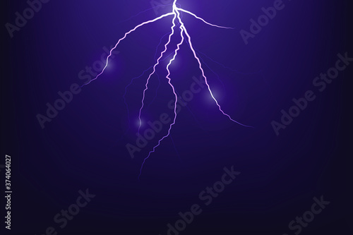 Vector of lightning and thunder luminous effect