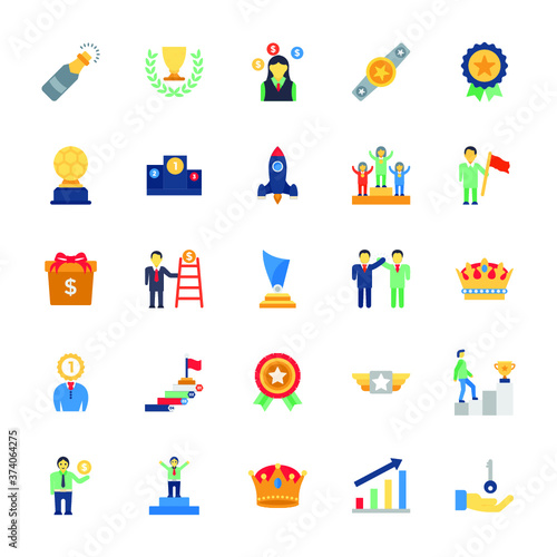 Success and Championship Flat Icons Pack