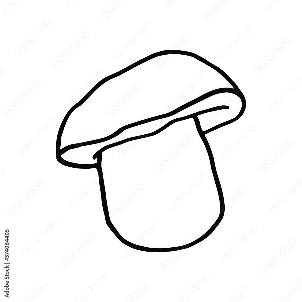 Mushroom. Contour isolated black-and-white drawing. Mushroom. Contour isolated black-and-white drawing.