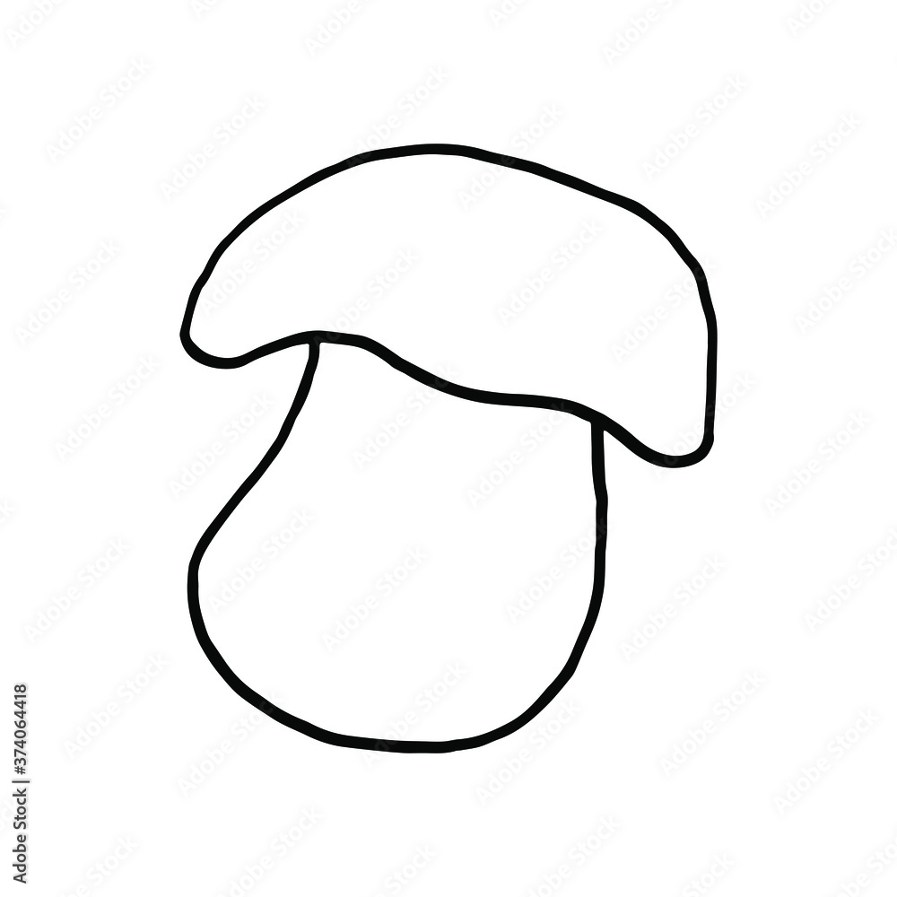 Mushroom. Contour isolated black-and-white drawing. Mushroom. Contour isolated black-and-white drawing.