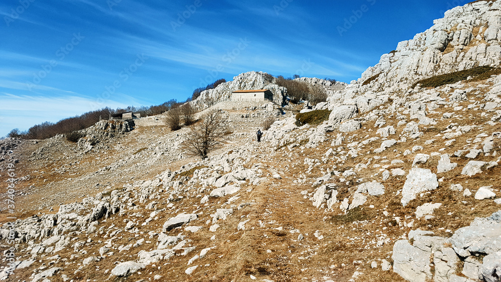 Mountain refuge on the top of Cervati mountain Mountain refuge on the top of Cervati mountain