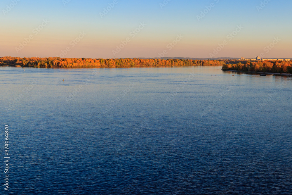Fototapeta premium View on the river Dnieper on autumn