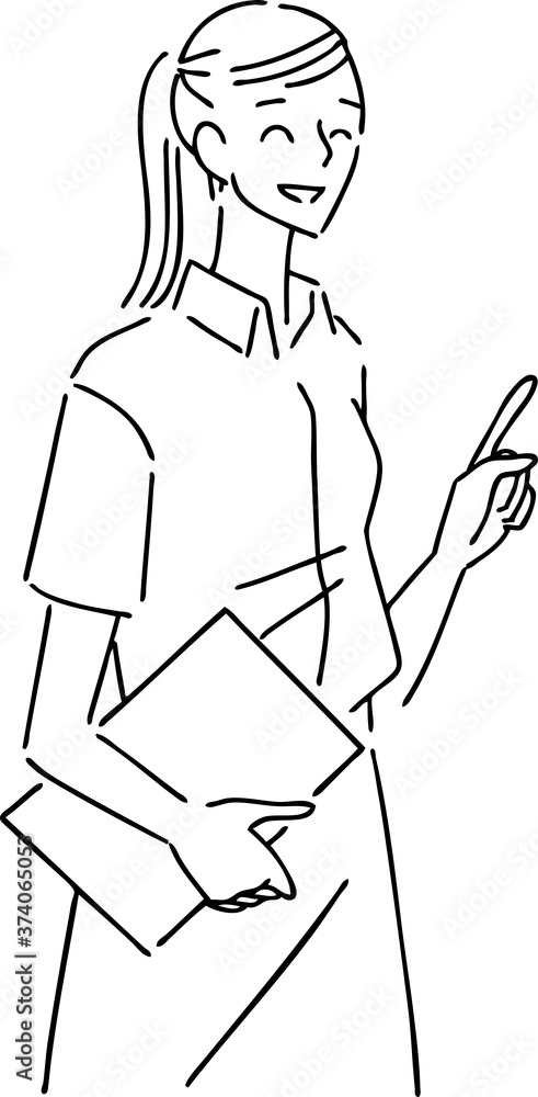 指さしをする女性のベクターイラスト