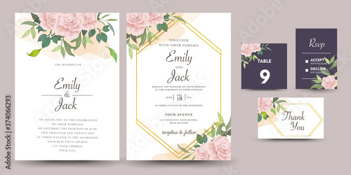 set of wedding invitation card