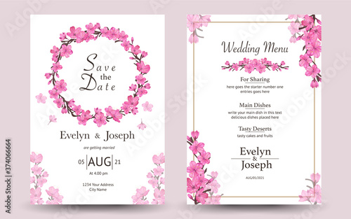 set of wedding invitation card