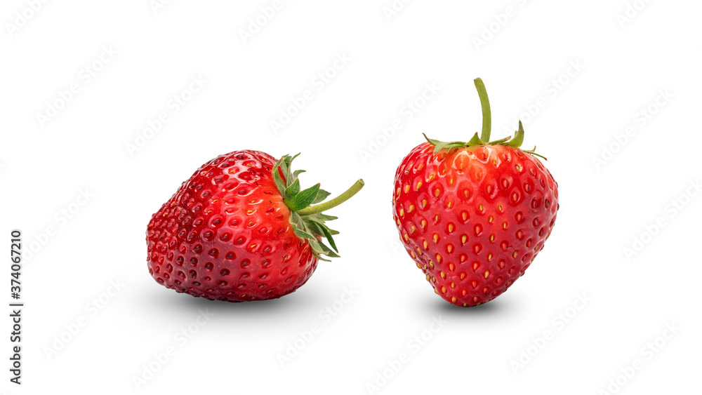 Red strawberry fruit on a white background. Red strawberry fruit on a white background.