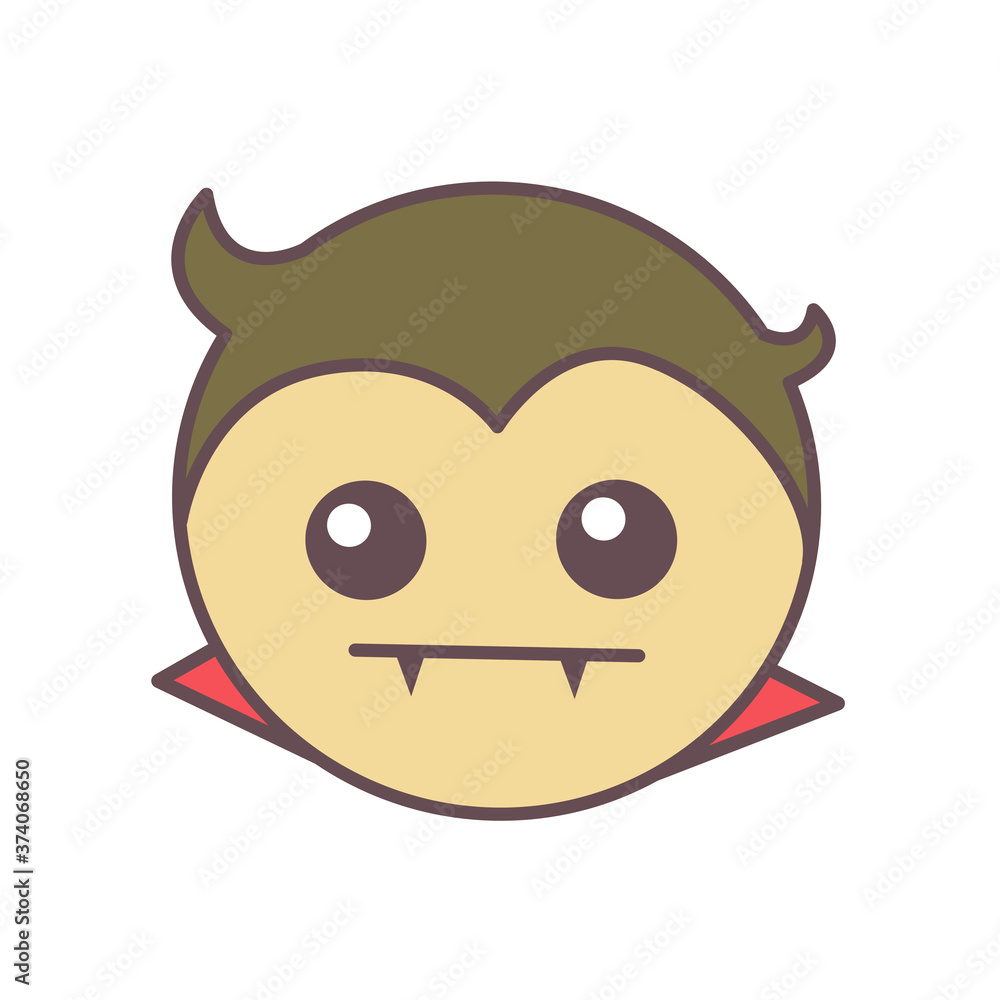 Cute halloween dracula, icon emoji element on white silhouette. Decoration for logo, card and any design. Vector illustration about holiday. Cute halloween dracula, icon emoji element on white silhouette. Decoration for logo, card and any design. Vector illustration about holiday.