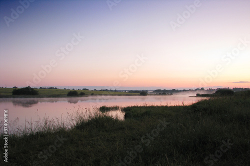 sunset over the river