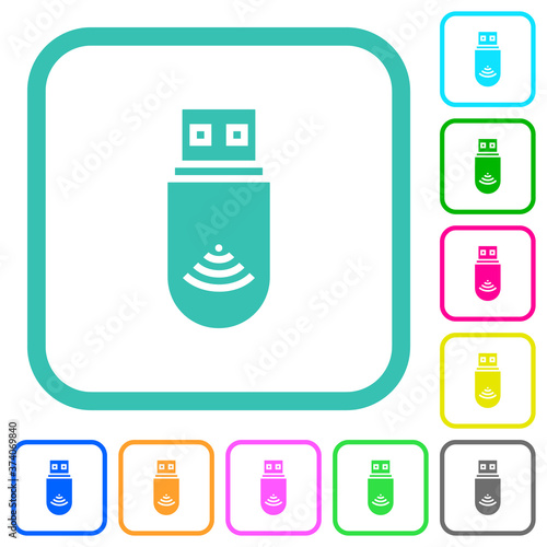 USB wifi dongle vivid colored flat icons
