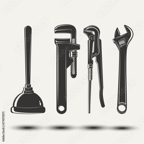 Set of plumbers equipment