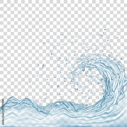 Water splash and drops isolated on transparent background.