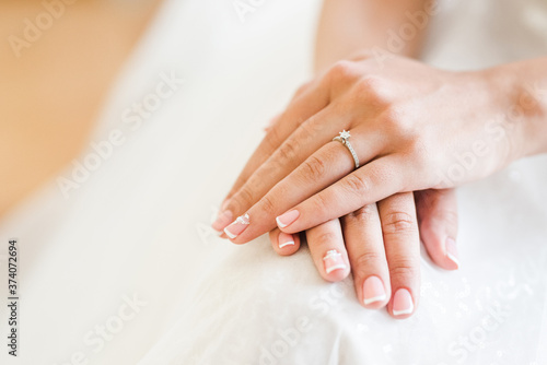 Engagement ring on a bride s hand 