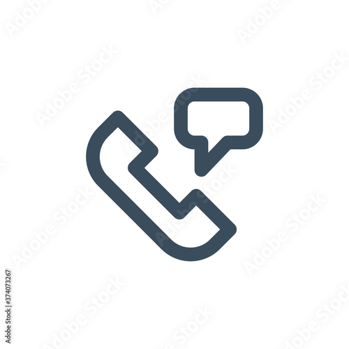 Phone handset with speech bubble line icon. Call icon. Vector illustration