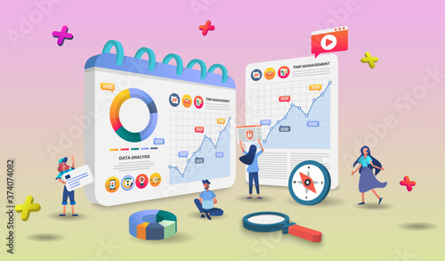 Online shopping concept banner with characters. Can use for web banner, infographics, hero images.3d Perspective vector illustration.