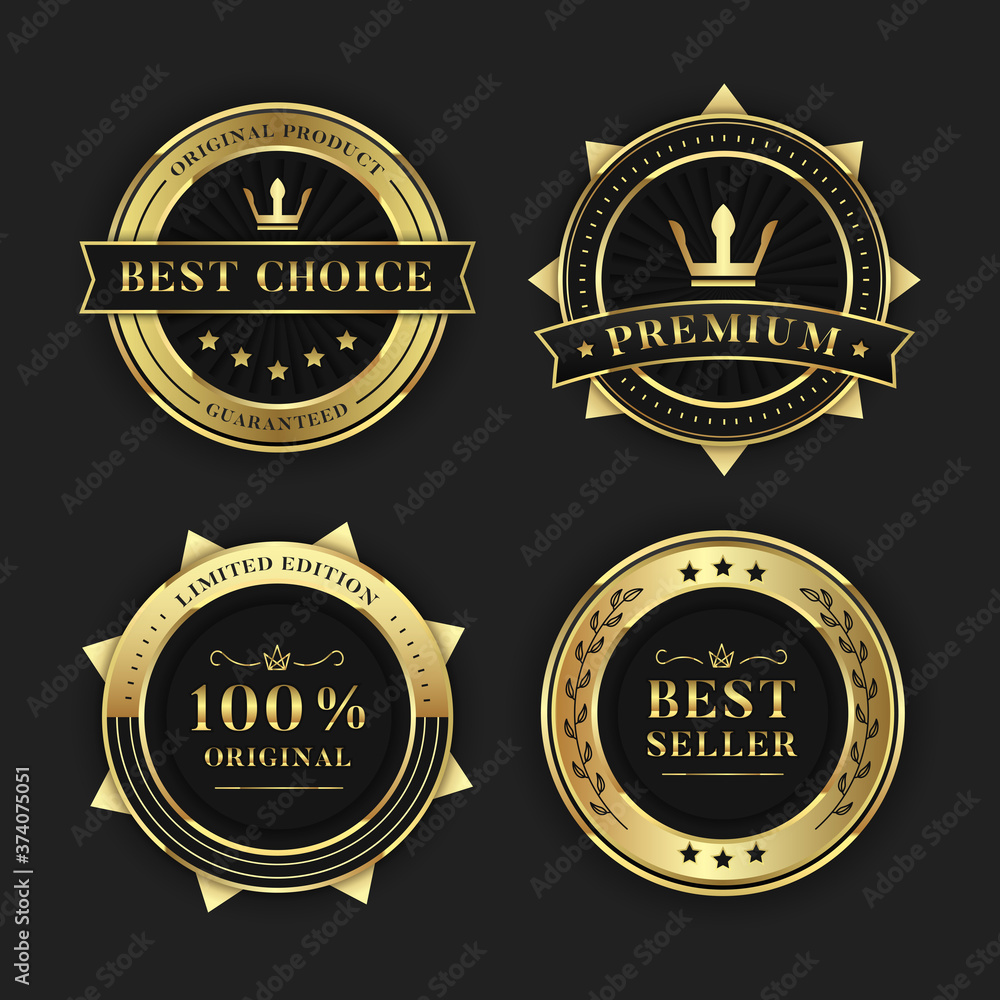 set of premium golden black sale medal vector