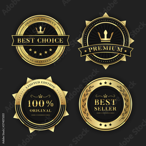 set of premium golden black sale medal vector