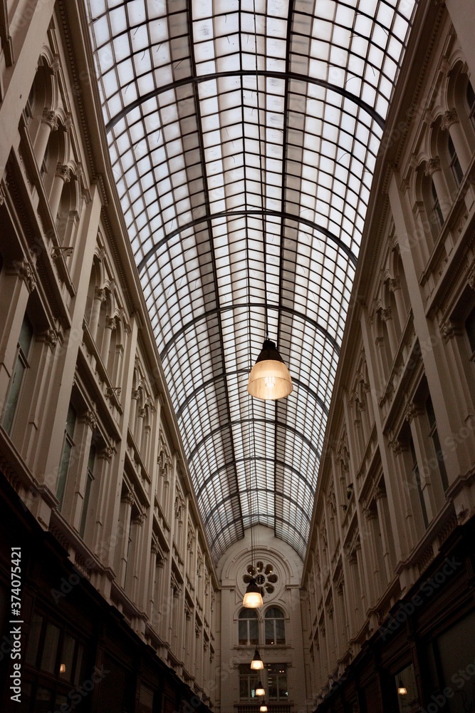 Ancient shopping gallery with glass ceiling 