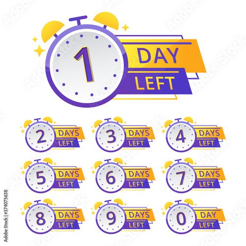 set of countdown alarm days sale vector