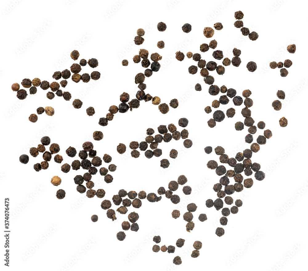 Black peppercorns isolated on white background Black peppercorns isolated on white background