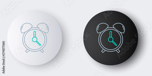 Line Alarm clock icon isolated on grey background. Wake up, get up concept. Time sign. Colorful outline concept. Vector.