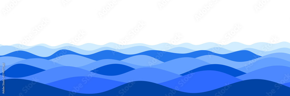 Vector drawing of waves on the sea, natural background