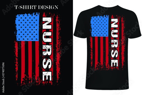 nurse usa flag t-shirt design. usa flag nurse t-shirt design