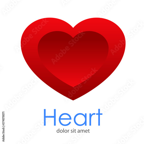 Logotipo abstracto con texto Heart con corazón con dos gradientes diferentes de color rojo
