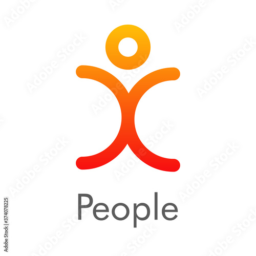 Logotipo abstracto hombre con lineas y círculos de color naranja