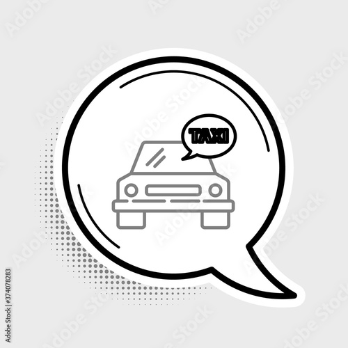 Line Taxi car icon isolated on grey background. Colorful outline concept. Vector.
