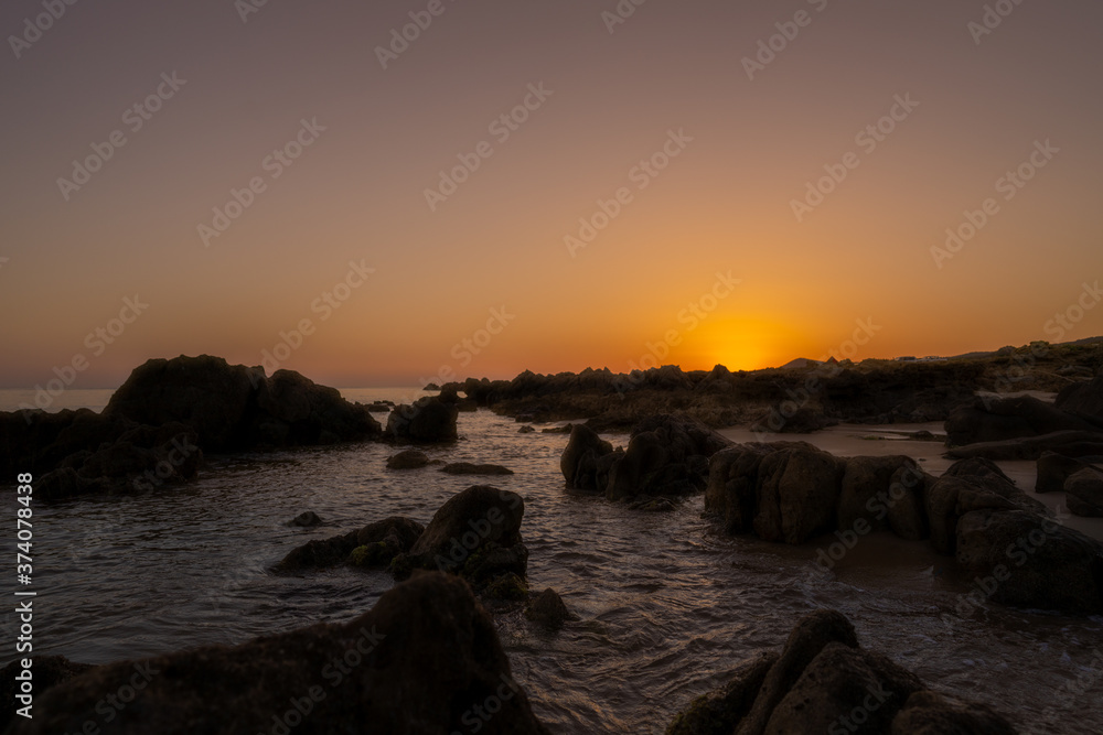 Sunset in the beach, northern tunisia