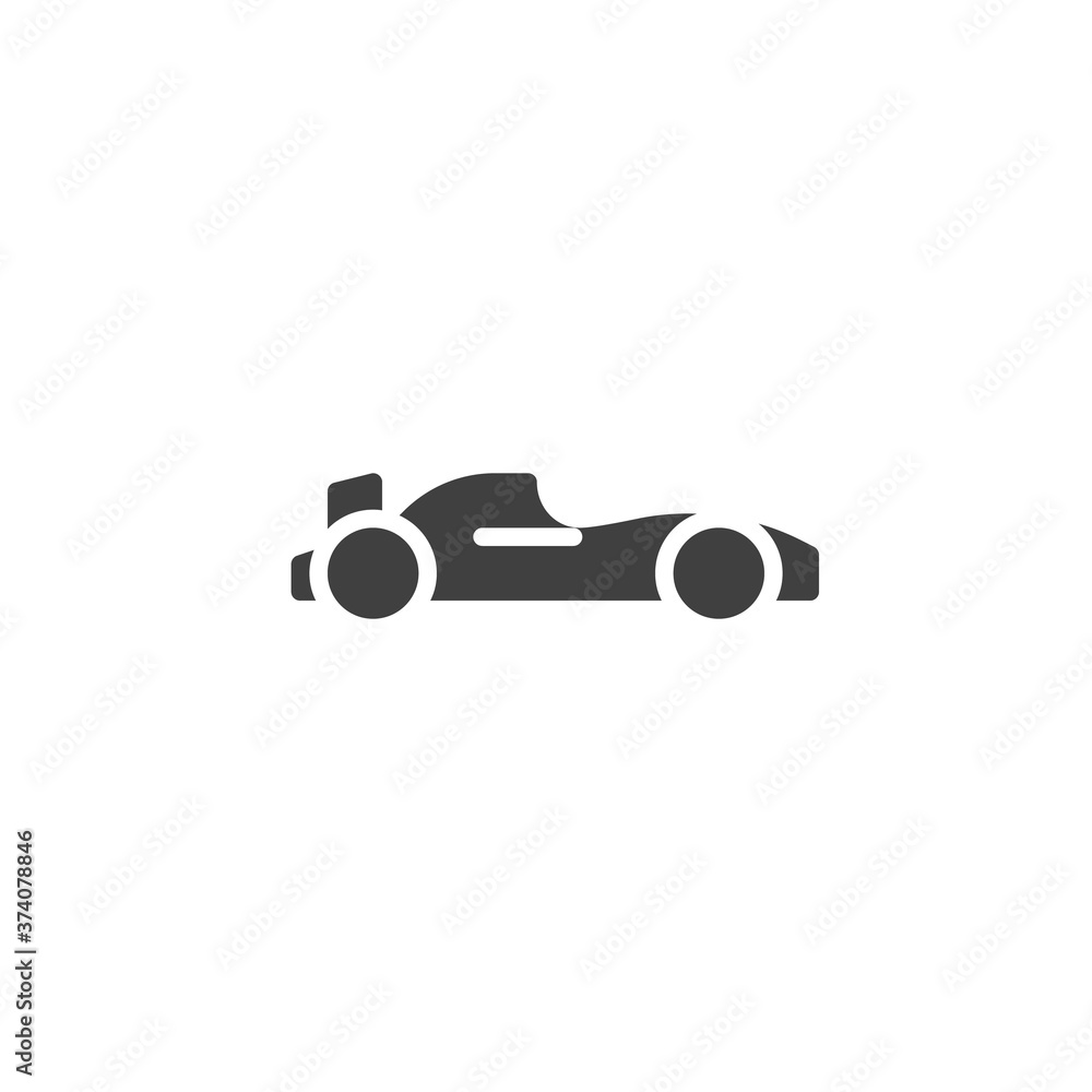 Racing Car vector icon. filled flat sign for mobile concept and web design. Sport car glyph icon. Symbol, logo illustration. Vector graphics