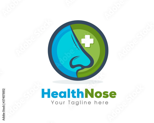 circle Health nose icon, symbol, logo design template inspiration