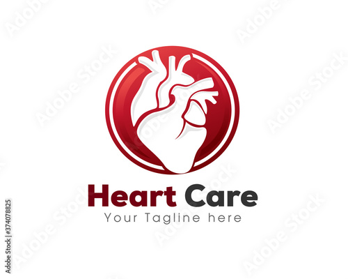 Circle human heart anatomy design art symbol icon design template