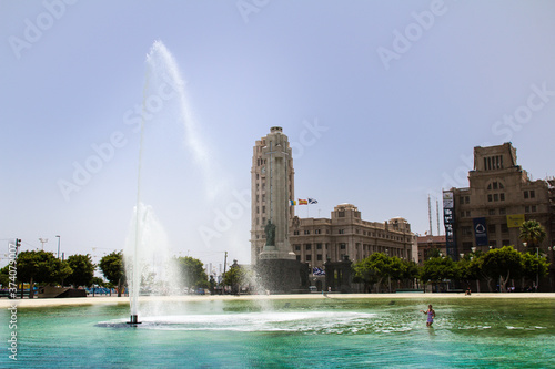 Santa Cruz de Tenerife in Plaza de Espana lake at Canary Islands