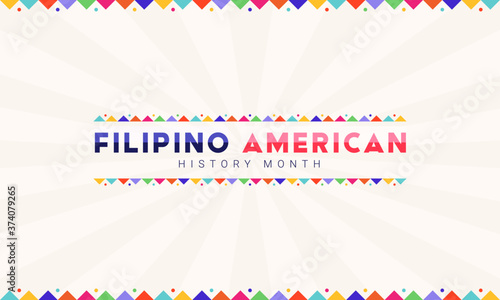 Filipino American History Month - October - horizontal vector banner template with the text and colorful decorative elements. Tribute to contributions of Filipino Americans to world culture