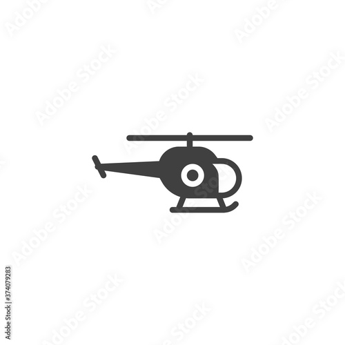 Helicopter vector icon. filled flat sign for mobile concept and web design. Helicopter side view glyph icon. Symbol, logo illustration. Vector graphics