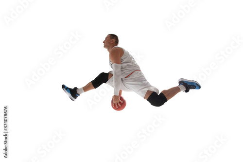 Basketball players isolated on white.