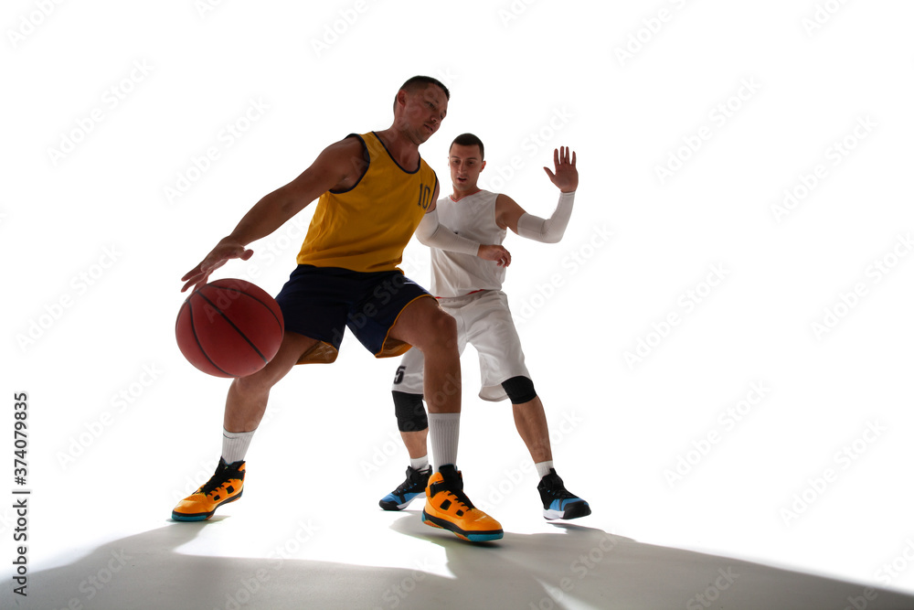 Naklejka premium Basketball players isolated on white.