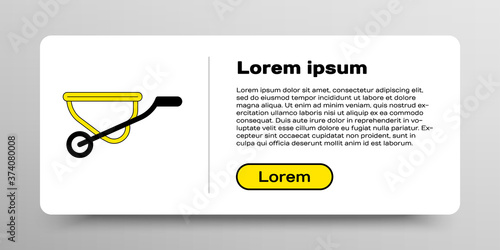 Line Wheelbarrow icon isolated on white background. Tool equipment. Agriculture cart wheel farm. Colorful outline concept. Vector.
