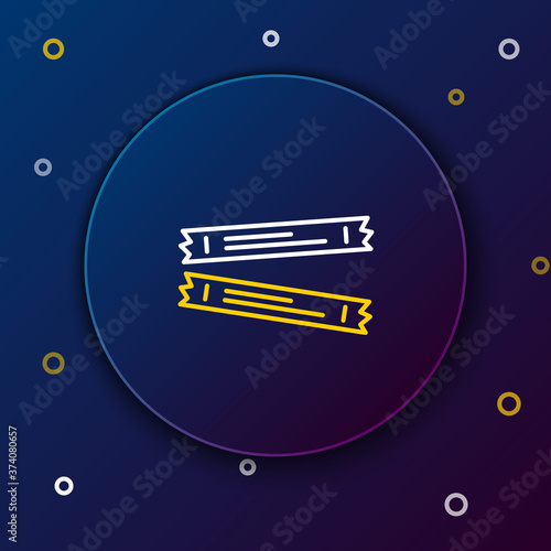 Line Sugar stick packets icon isolated on blue background. Blank individual package for bulk food products as coffee, salt, spices. Colorful outline concept. Vector.