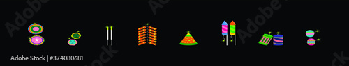 set of fire cracker cartoon icon design template with various models. vector illustration
