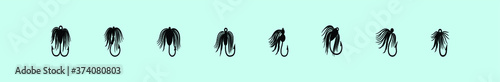 fly fishing flies vector illustration set. isolated vector on blue background