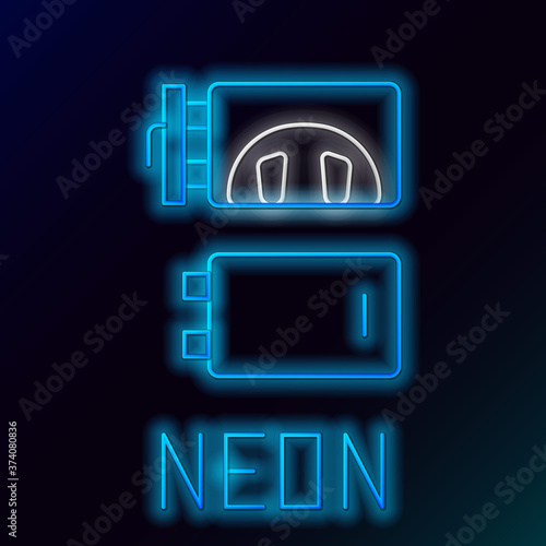 Glowing neon line Crematorium icon isolated on black background. Colorful outline concept. Vector.