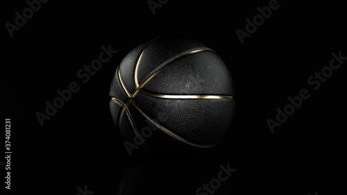 Black And Golden Basketball Ball - Isolated On The Black Background - 3D Illustration © Levan