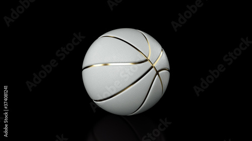 White And Golden Basketball Ball - Isolated On The Black Background - 3D Illustration © Levan