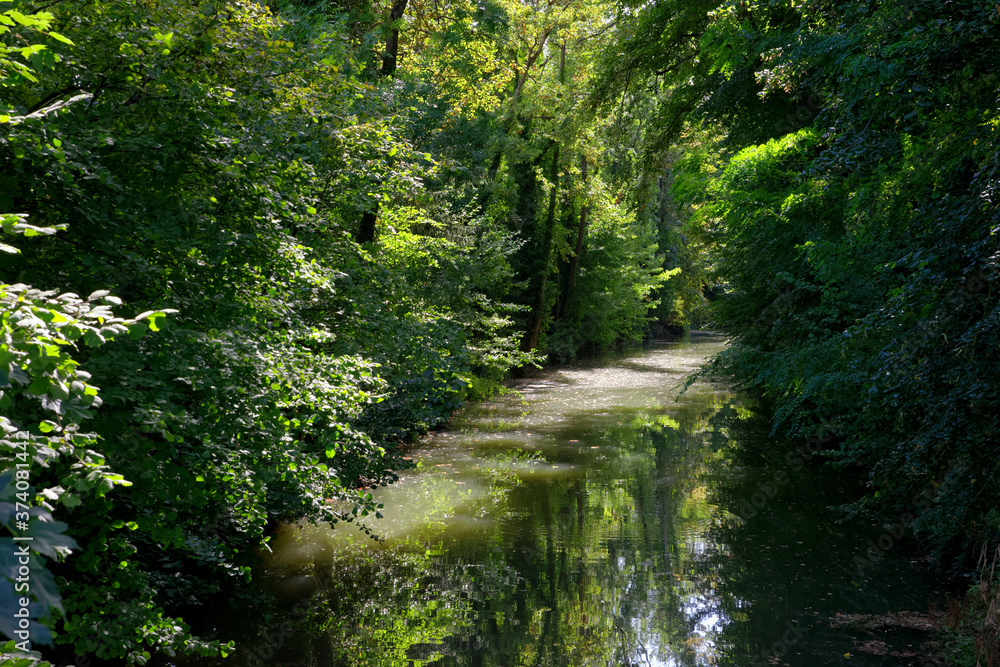 The Ourcq river in Lisy-sur-Ourq village